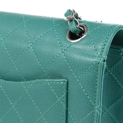 Chanel 1997-1999 Emerald Green Caviar Single Flap Shoulder Bag