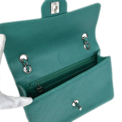 Chanel 1997-1999 Emerald Green Caviar Single Flap Shoulder Bag