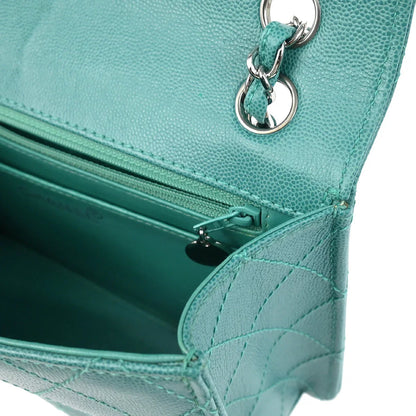 Chanel 1997-1999 Emerald Green Caviar Single Flap Shoulder Bag