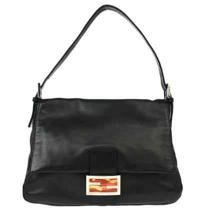 Fendi Black Leather Mamma Baguette Handbag