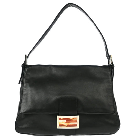 Fendi Black Leather Mamma Baguette Handbag