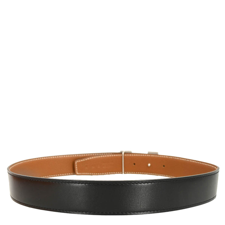 Hermes 2004 Black Box Calf Constance Reversible Belt #75 Small Good