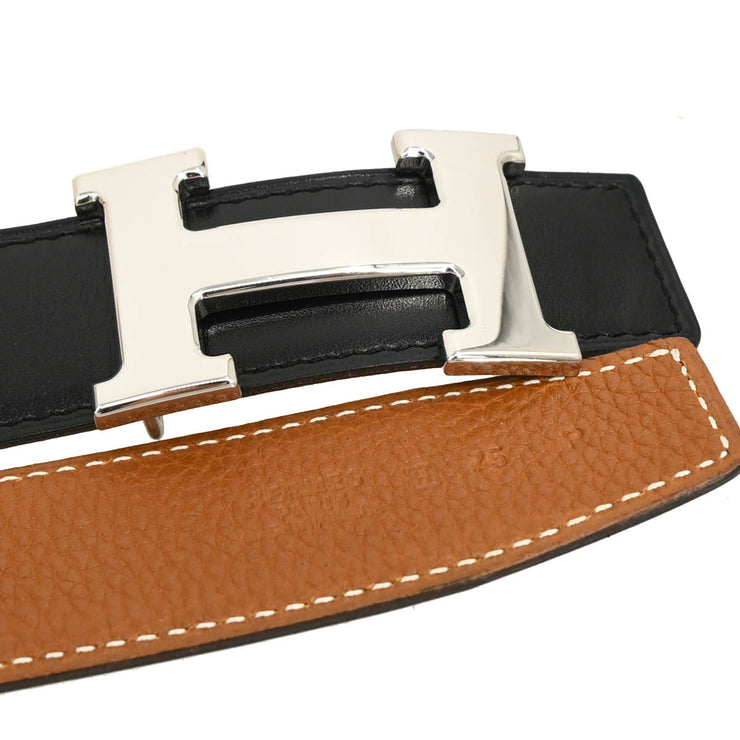 Hermes 2004 Black Box Calf Constance Reversible Belt #75 Small Good