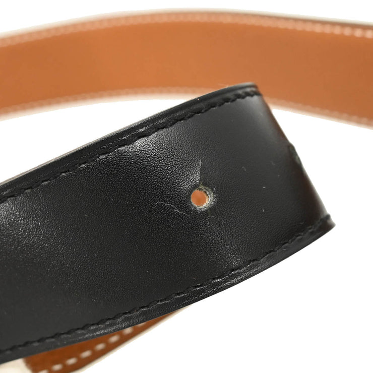 Hermes 2004 Black Box Calf Constance Reversible Belt #75 Small Good