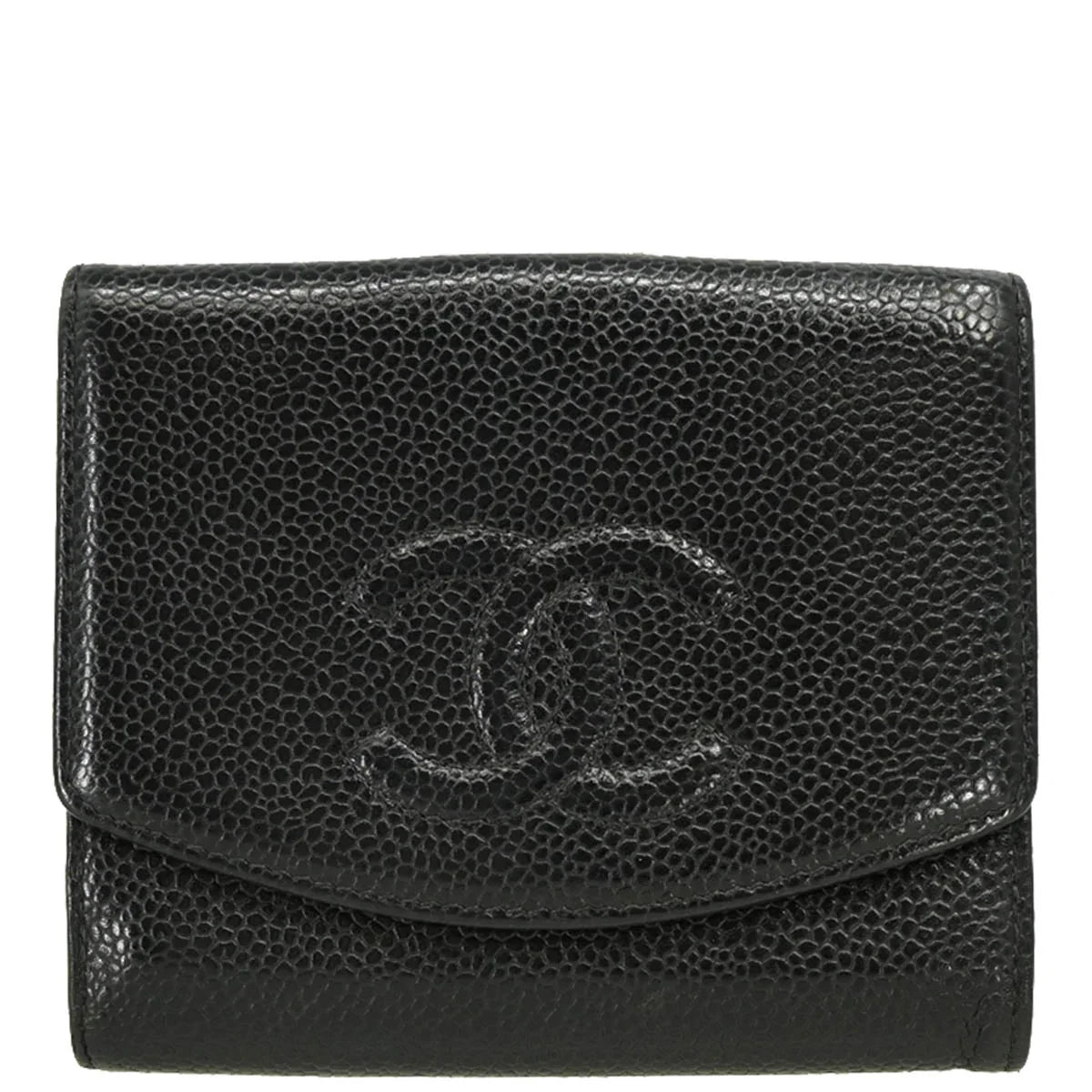 Chanel 2003-2004 Black Caviar Trifold Wallet