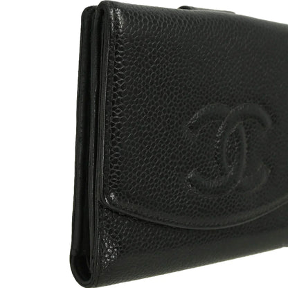 Chanel 2003-2004 Black Caviar Trifold Wallet