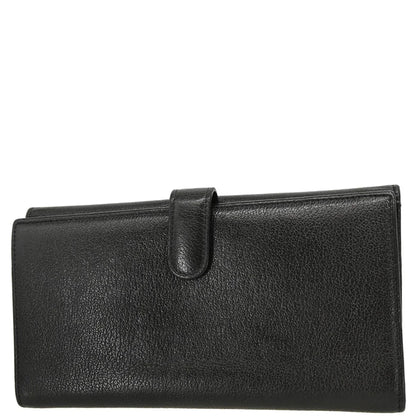 Chanel 2010-2011 Black Calfskin Camellia Long Wallet