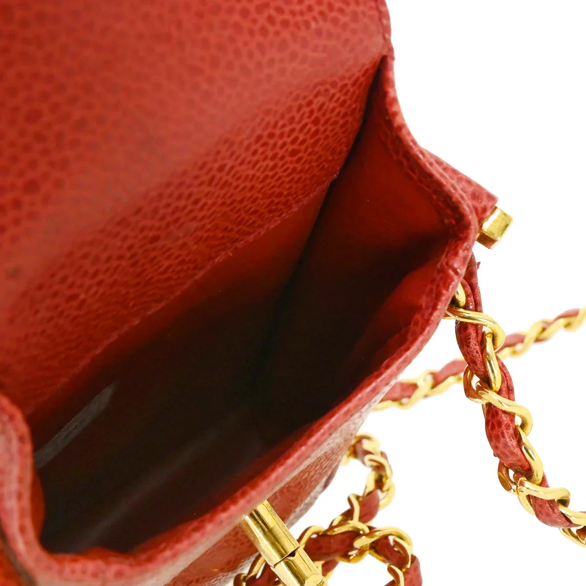 Chanel Red Caviar Chain Shoulder Phone Case