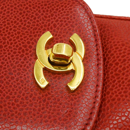 Chanel Red Caviar Chain Shoulder Phone Case