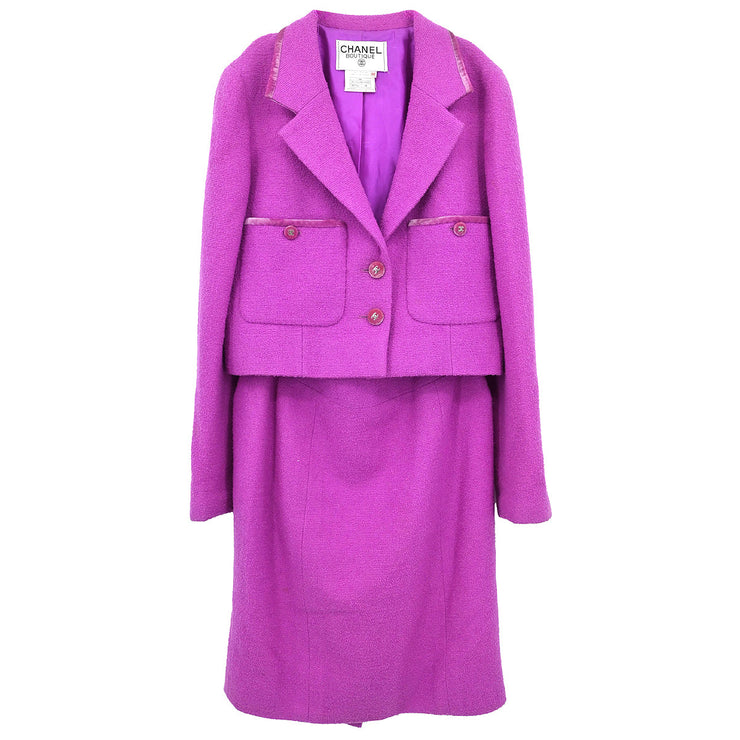 Chanel 1996 Setup Suit Jacket Skirt Purple #38