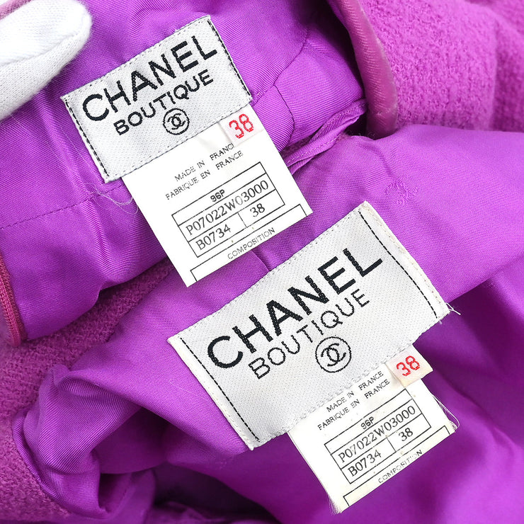 Chanel 1996 Setup Suit Jacket Skirt Purple #38