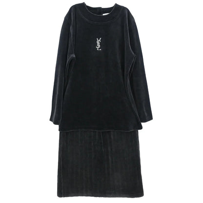 Yves Saint Laurent Setup Suit Top Skirt Black #L