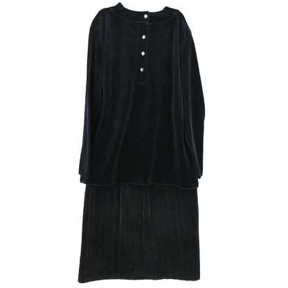 Yves Saint Laurent Setup Suit Top Skirt Black #L