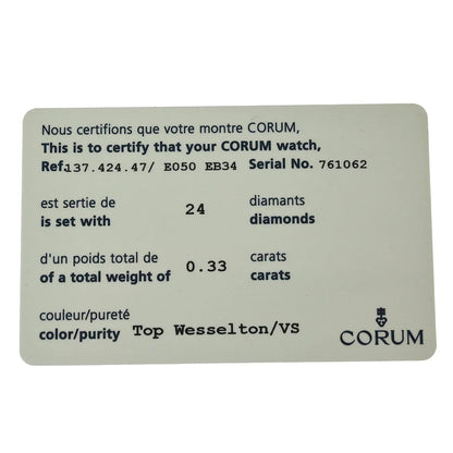 Corum Sugar Cube Ref.137.424.47 Quartz Watc