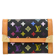 Louis Vuitton 2008 Black Multicolor Porte Monnaie Plat Wallet M92656