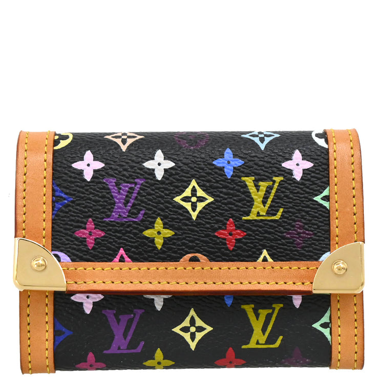 Louis Vuitton 2008 Black Multicolor Porte Monnaie Plat Wallet M92656