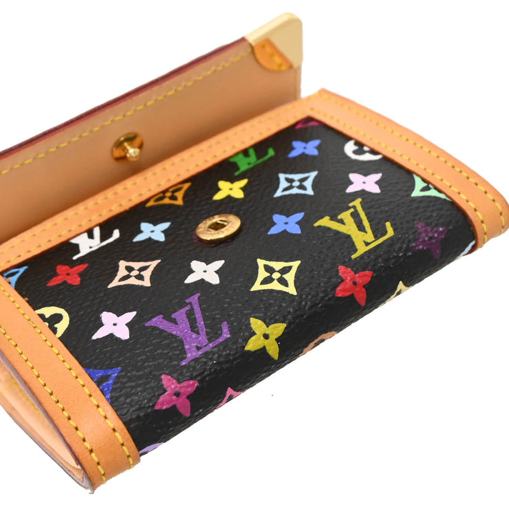 Louis Vuitton 2008 Black Multicolor Porte Monnaie Plat Wallet M92656