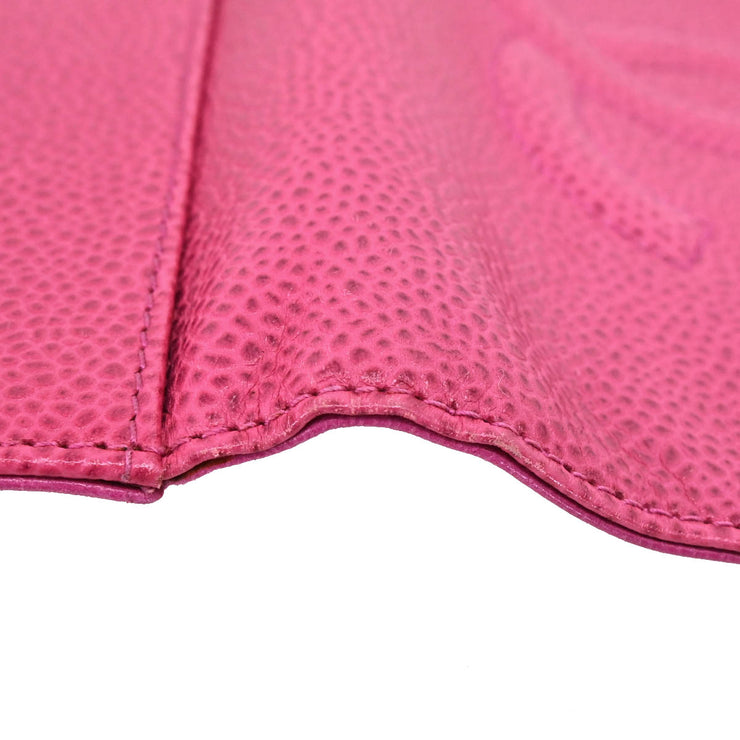Chanel 1997-1999 Pink Caviar Long Trifold Wallet Purse