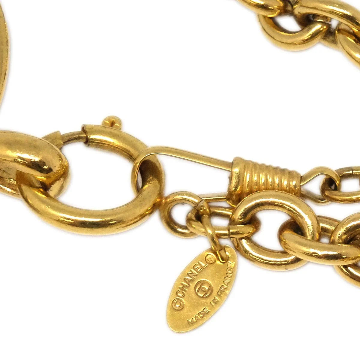 Chanel Gold Quilted CC Chain Pendant Necklace 3860
