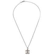Chanel CC Chain Necklace Pendant Rhinestone Silver 09V