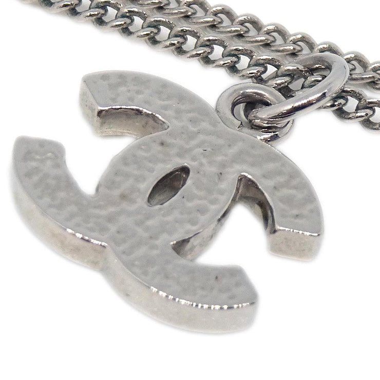 Chanel CC Chain Necklace Pendant Rhinestone Silver 09V