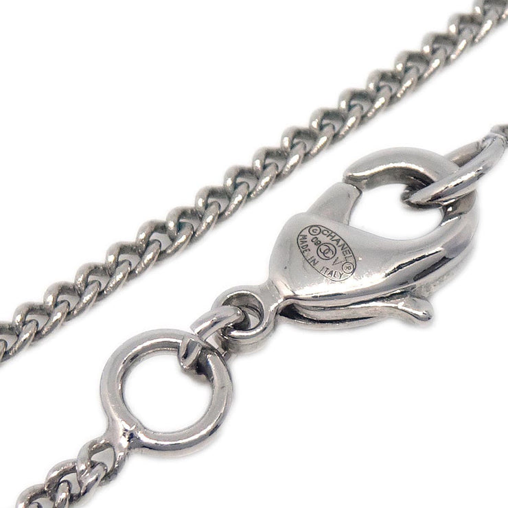 Chanel CC Chain Necklace Pendant Rhinestone Silver 09V
