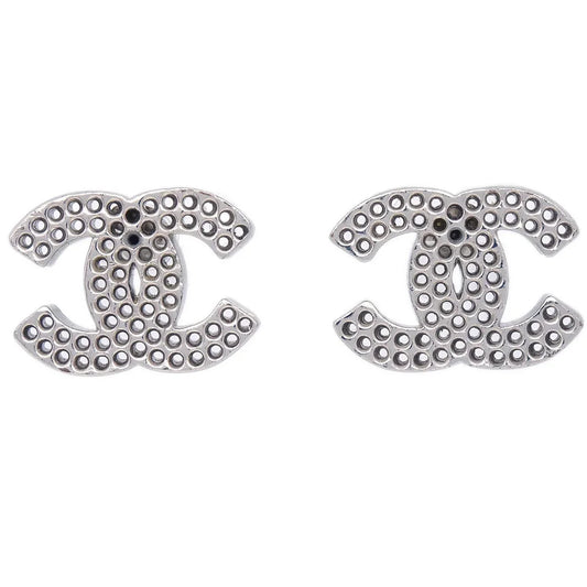 Chanel CC Piercing Earrings Silver 03P