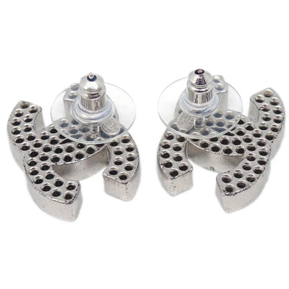 Chanel CC Piercing Earrings Silver 03P