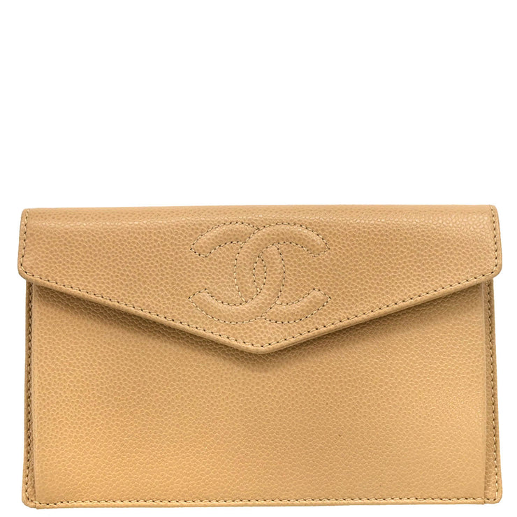 Chanel 2000-2002 Beige Caviar Wallet