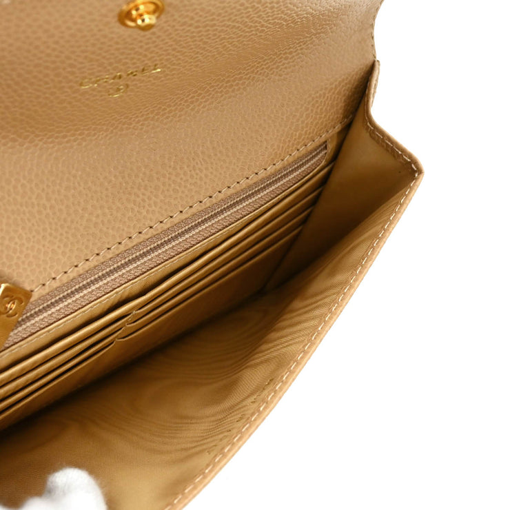 Chanel 2000-2002 Beige Caviar Wallet