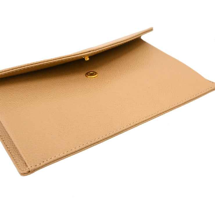 Chanel 2000-2002 Beige Caviar Wallet