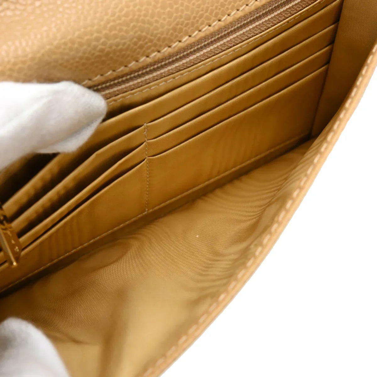 Chanel 2000-2002 Beige Caviar Wallet