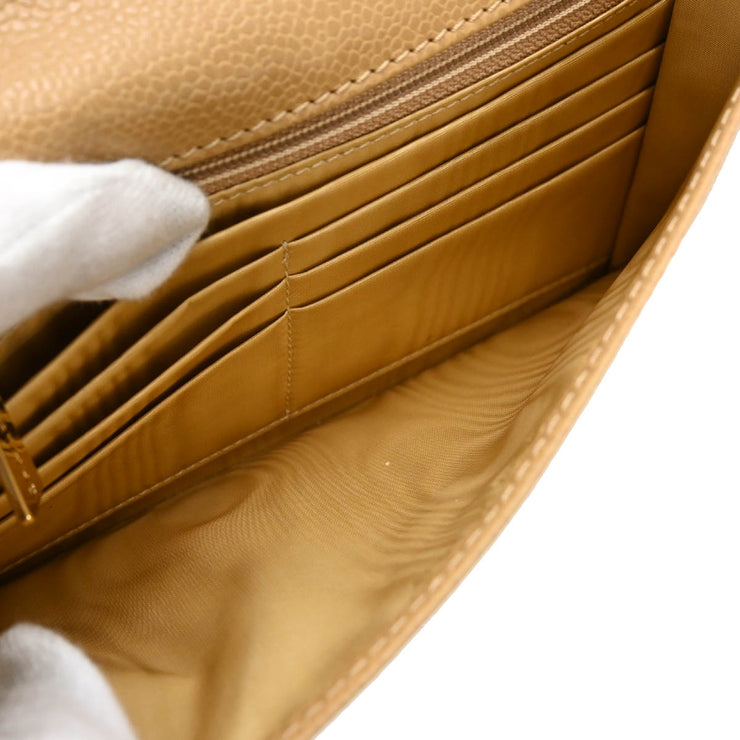 Chanel 2000-2002 Beige Caviar Wallet