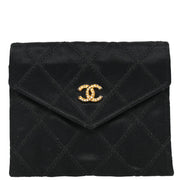 Chanel 1989-1991 Black Satin Bicolore Coin Purse Wallet