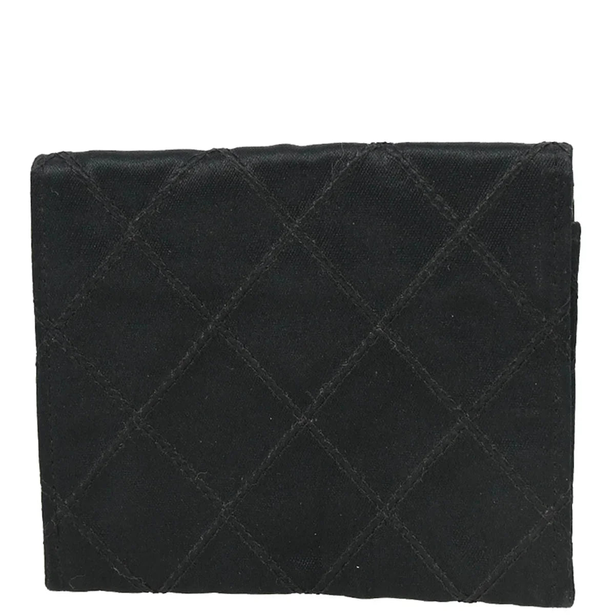 Chanel 1989-1991 Black Satin Bicolore Coin Purse Wallet
