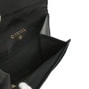 Chanel 1989-1991 Black Satin Bicolore Coin Purse Wallet