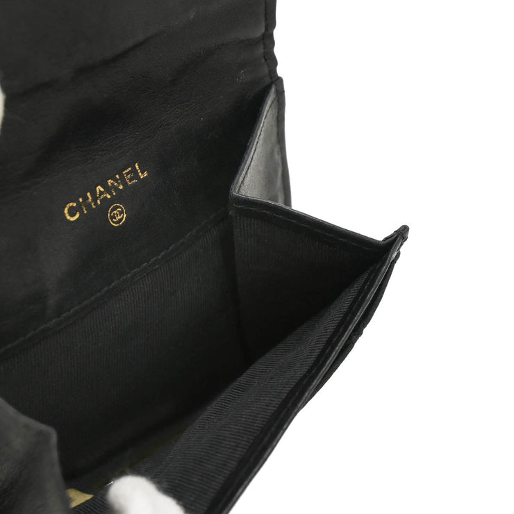 Chanel 1989-1991 Black Satin Bicolore Coin Purse Wallet