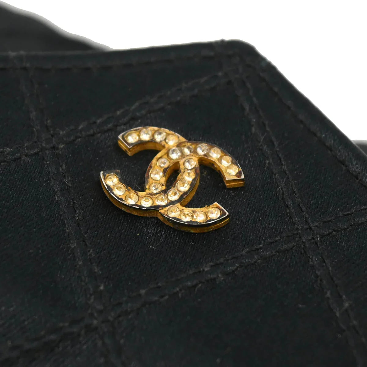 Chanel 1989-1991 Black Satin Bicolore Coin Purse Wallet