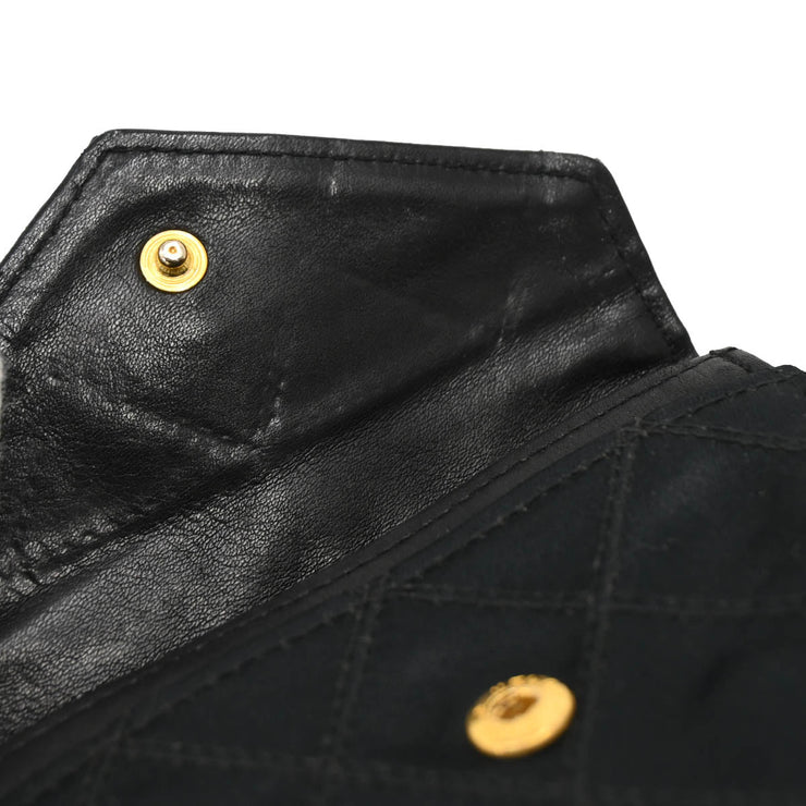Chanel 1989-1991 Black Satin Bicolore Coin Purse Wallet