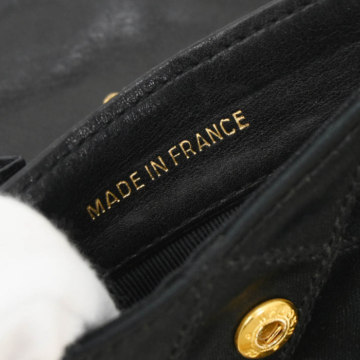 Chanel 1989-1991 Black Satin Bicolore Coin Purse Wallet