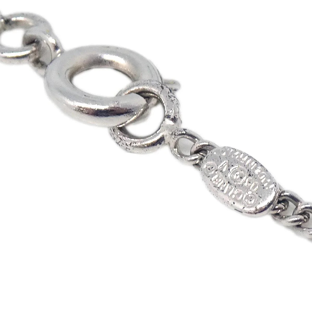 Chanel CC Chain Necklace Silver White 05V
