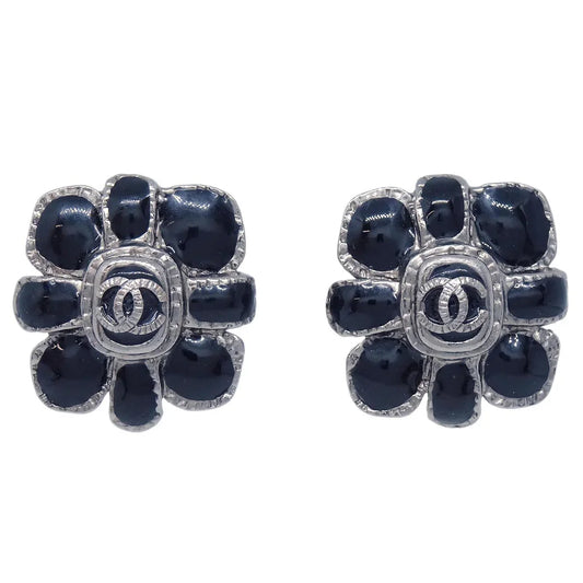 Chanel Stone Earrings Clip-On Black 08A