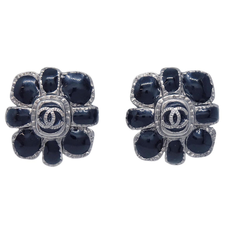 Chanel Stone Earrings Clip-On Black 08A
