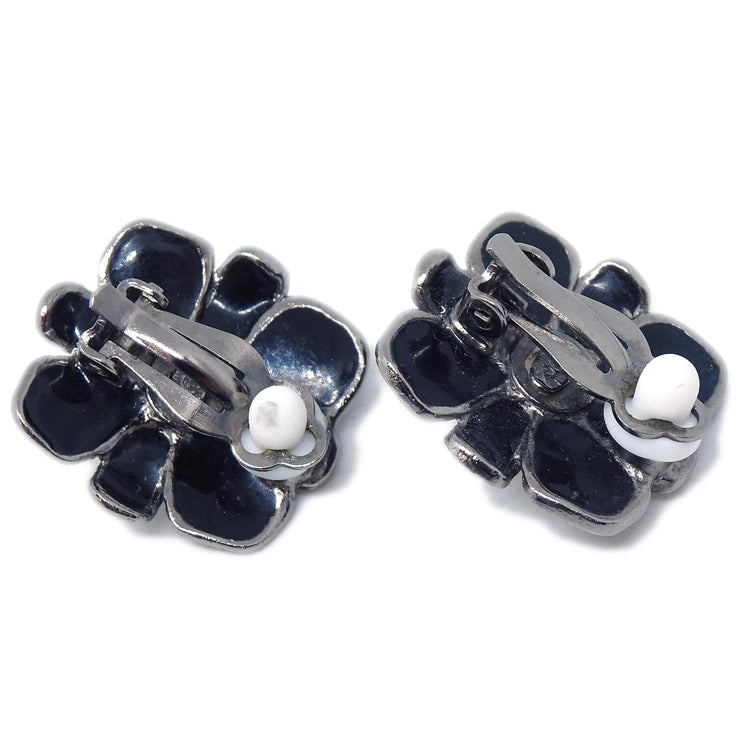 Chanel Stone Earrings Clip-On Black 08A