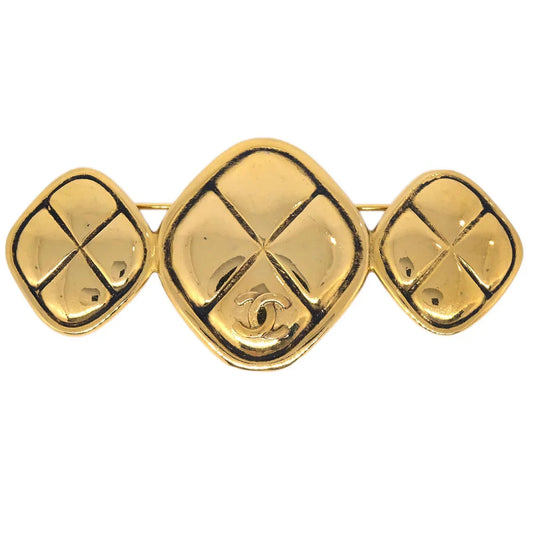 Chanel Triple Rhombus Brooch Pin Gold