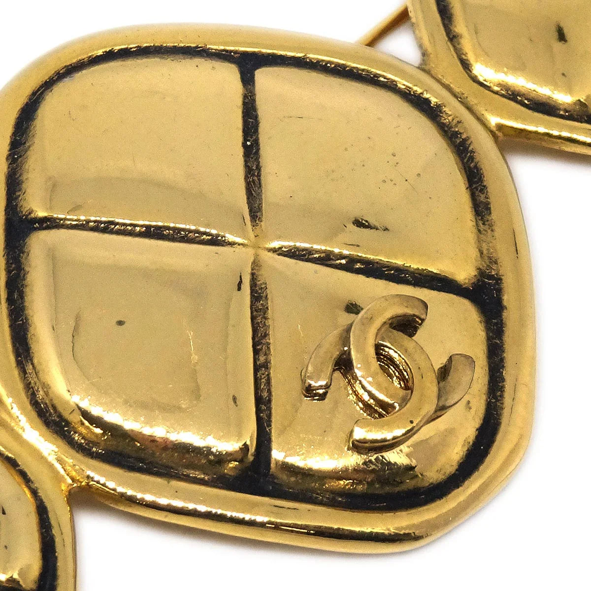 Chanel Triple Rhombus Brooch Pin Gold