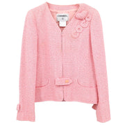 Chanel 2004 Zip Up Collarless Jacket Pink #40
