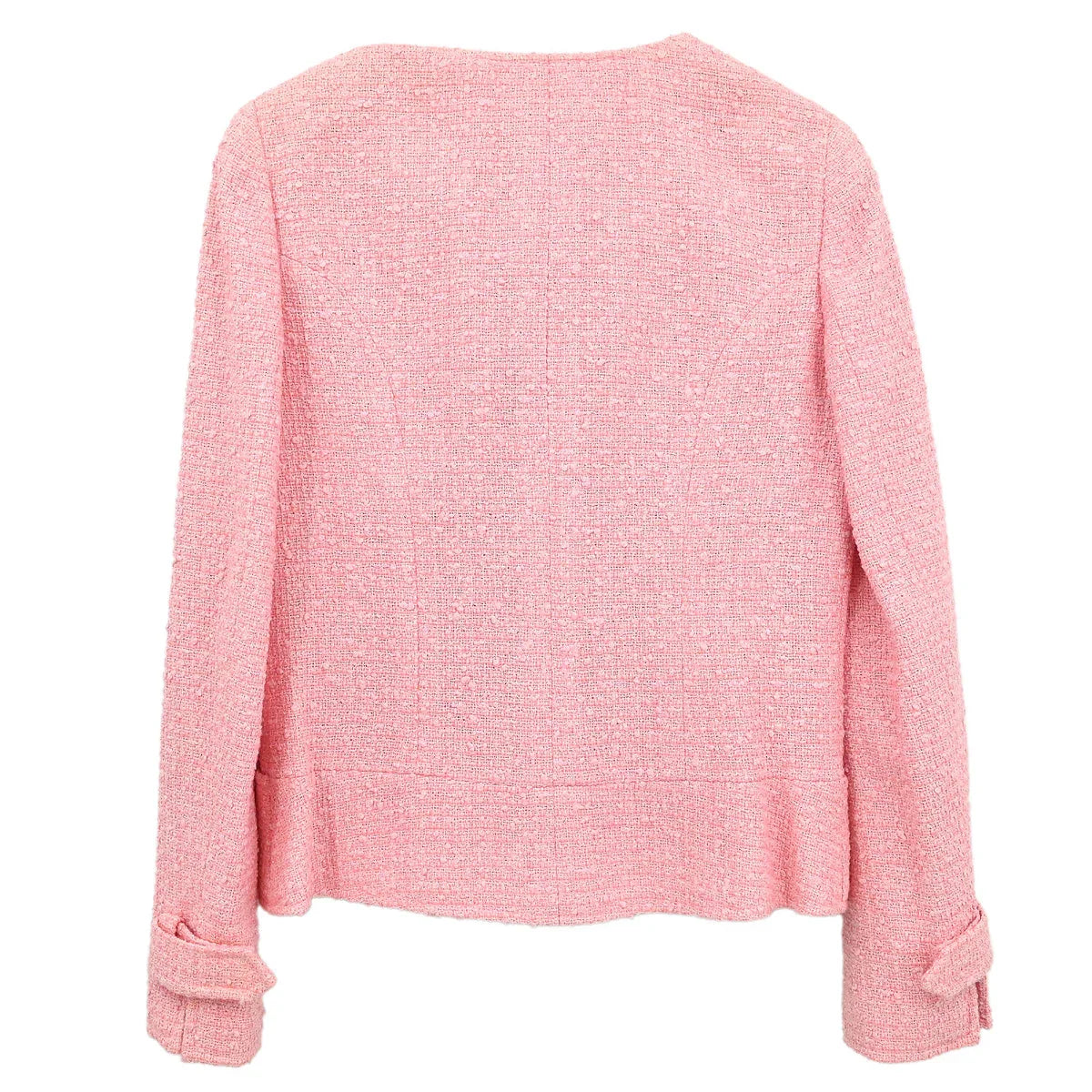 Chanel 2004 Zip Up Collarless Jacket Pink #40