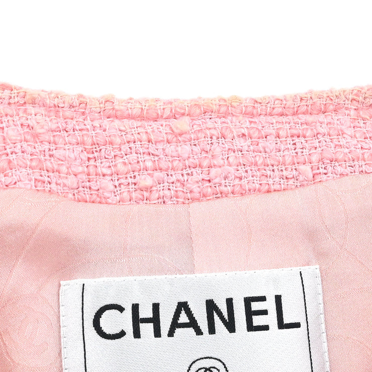 Chanel 2004 Zip Up Collarless Jacket Pink #40