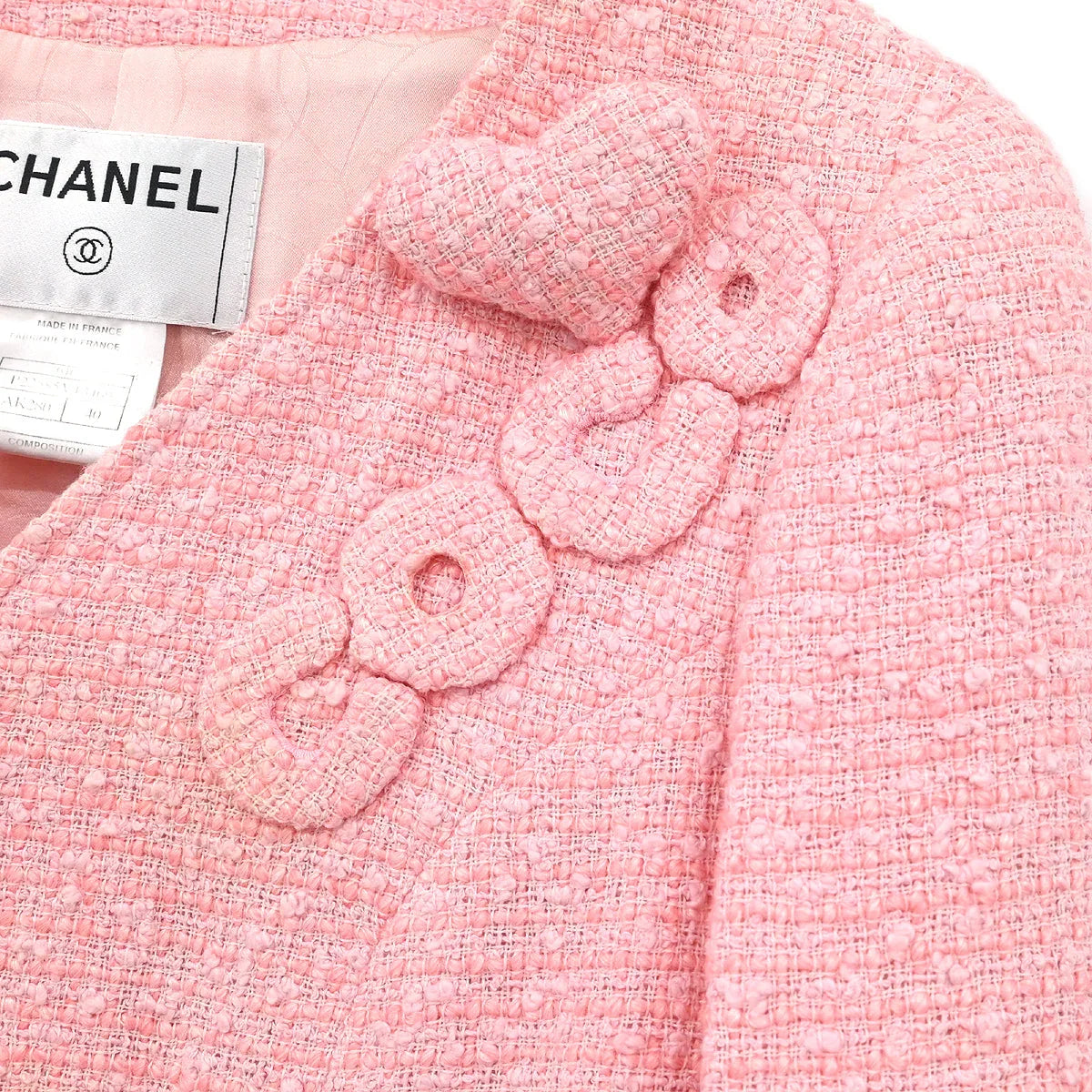 Chanel 2004 Zip Up Collarless Jacket Pink #40